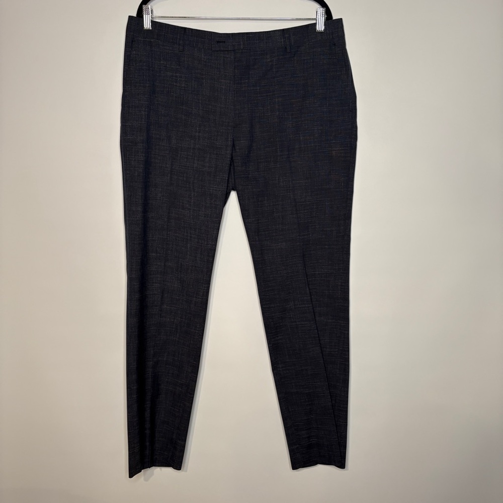 John Varvatos 100% Wool Made in Italy Dress Pants Size 54R Dark Blue Grey